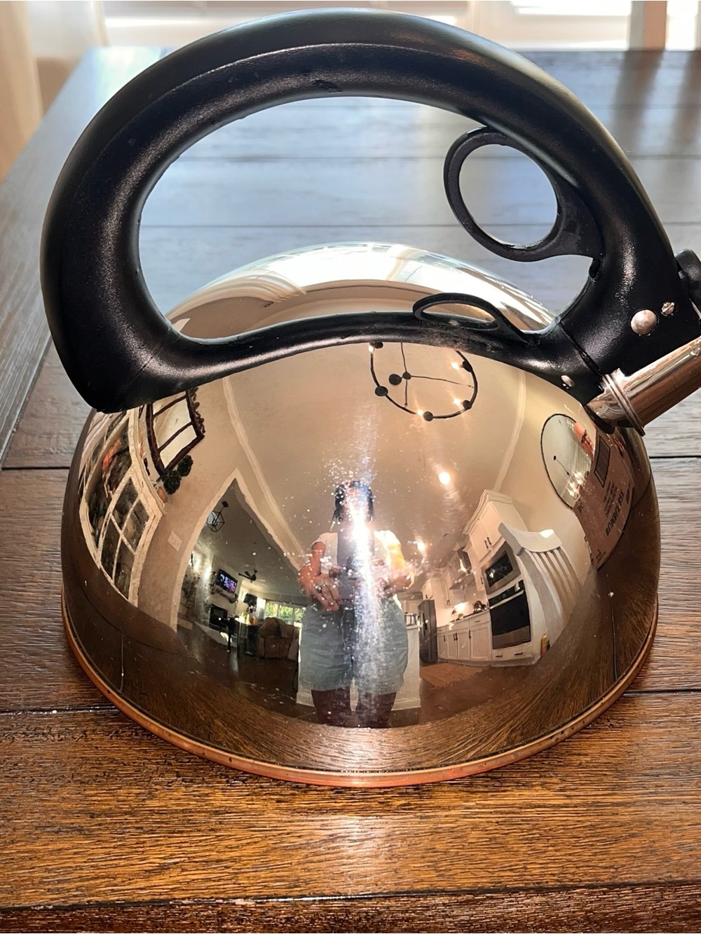 Vintage Revere Ware Stainless Steel/ Copper Clad Bottom Whistling Tea Kettle